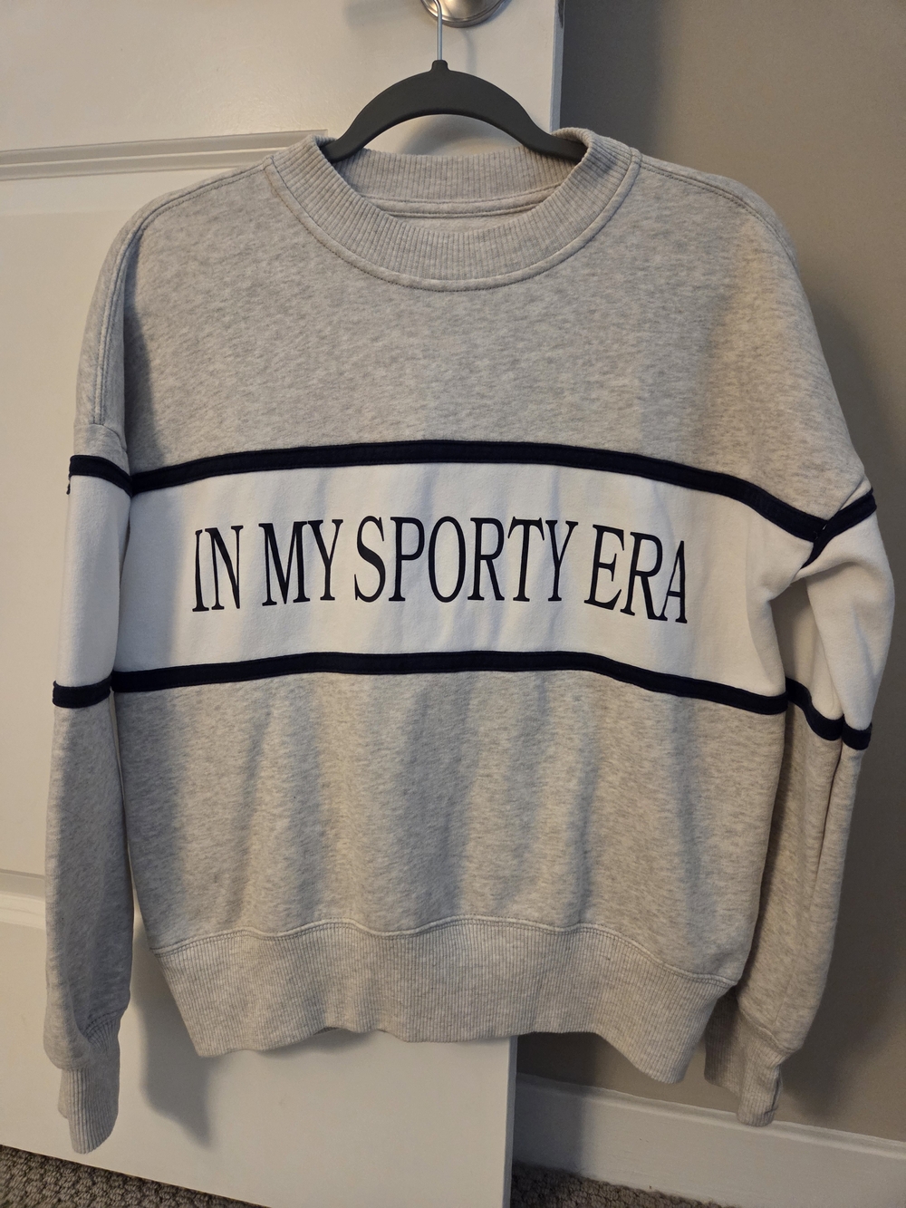 abercrombie kids Gray and White 'IN MY SPORTY ERA' Crewneck